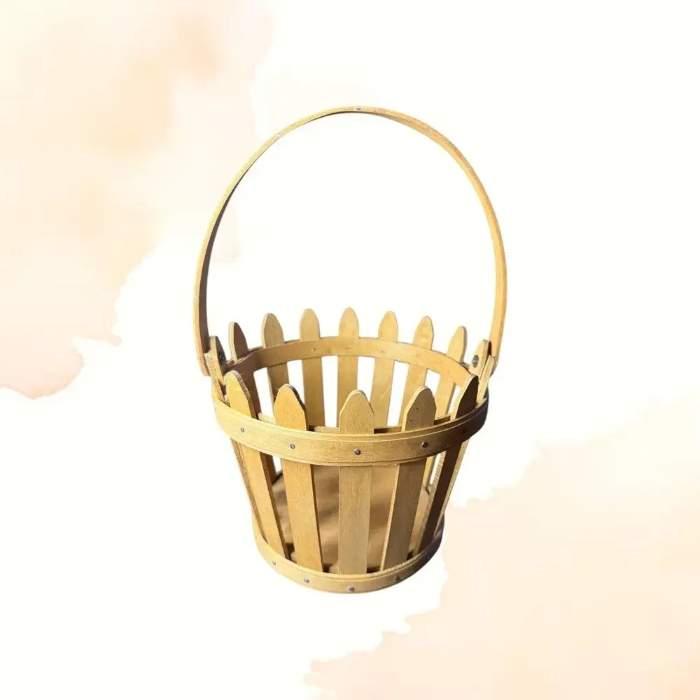 Longaberger 2006 Easter Picket Pail Basket Warm Brown Signed Cottagecore